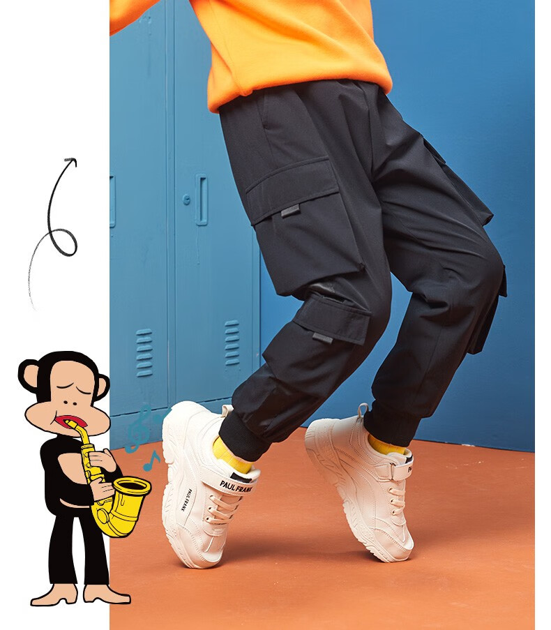 大嘴猴(paul frank)儿童裤子冬款童装男童加绒保暖裤中大童休闲裤