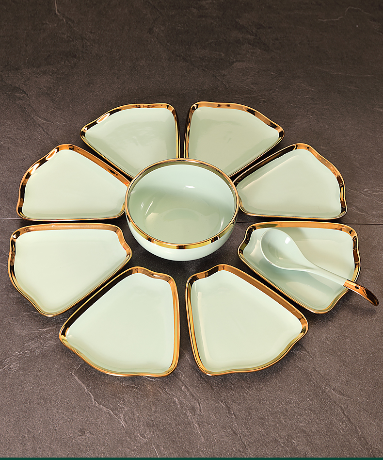 拼盘餐具组合 餐具 成套2021新款圆桌盘子网红餐盘扇形轻奢碗盘餐具