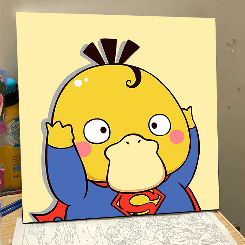 可达鸭diy数字油画填充儿童手工填色油彩画动漫卡通手绘丙烯画 鸭鸭b