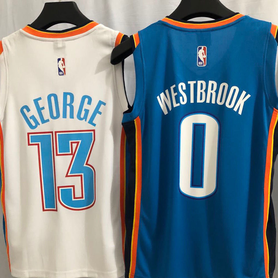 nba同款nba雷霆队球衣0号威少城市版篮球服套装13号保罗乔治雷霆球衣