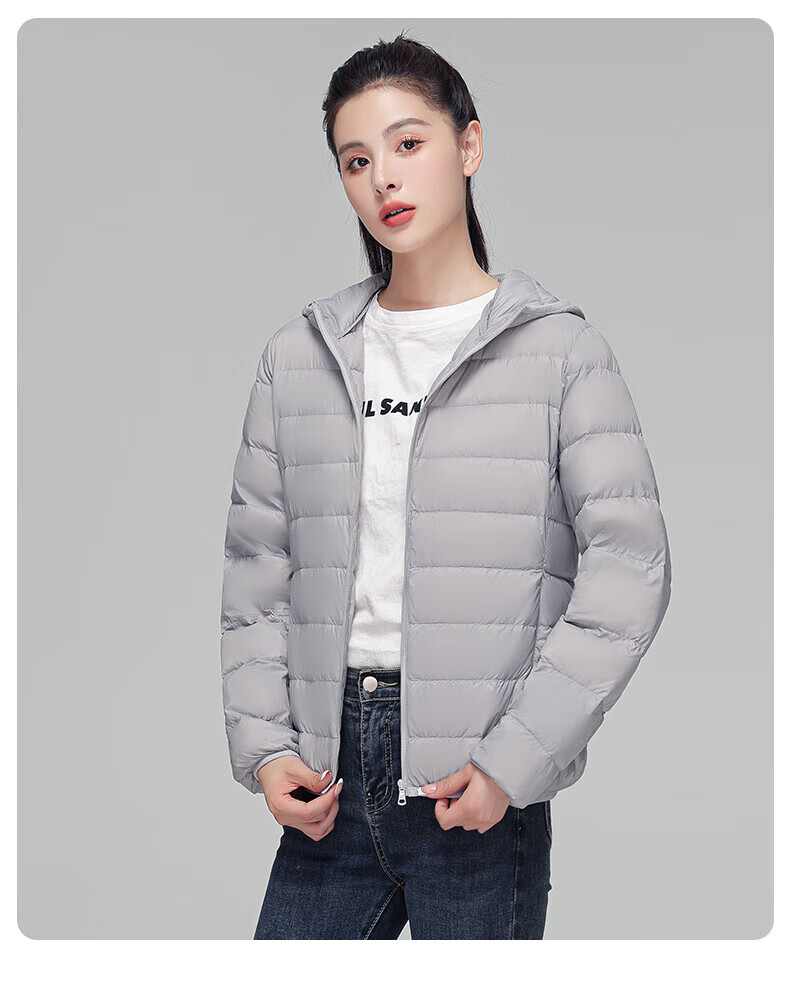 雅鹿旗舰店官方轻薄款羽绒服女短款2022年新款连帽时尚新国标羽绒女士