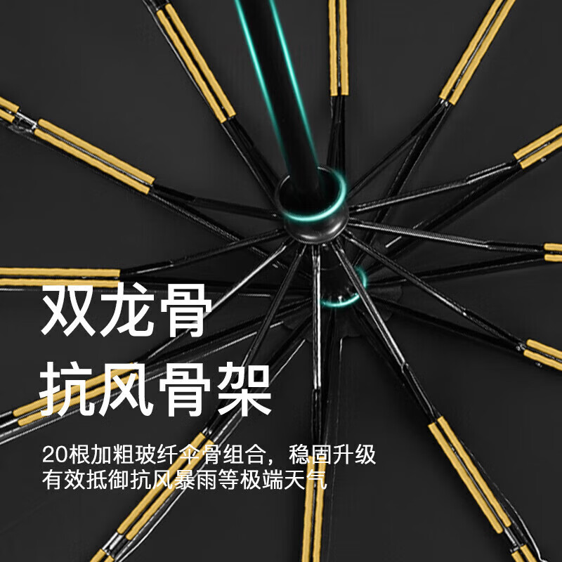 Xiaomi Dry Shield Fully automatic sun Umbrella with reinforced ribs, one-click retraction and extension, UV protection black rubber, sun protection and shading 72 ribs - Obsidian black [Reinforced/weather and rain] automatic thumbnail 7