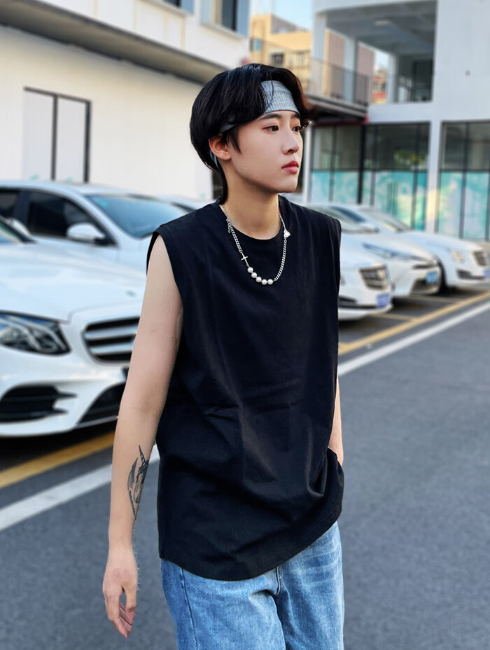 腾讯体育nba旗舰店les帅t中性女生运动短袖纯棉t恤无袖背心小袖口篮球