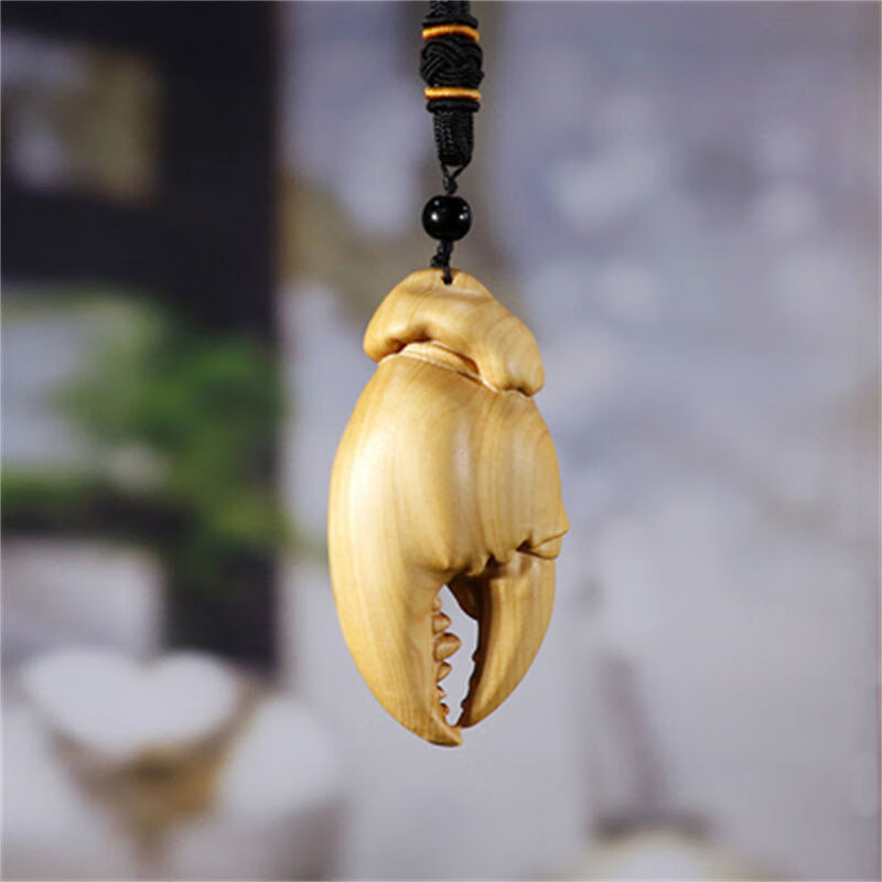 润华年黄杨木雕刻手把件螃蟹钳子挂件手中有钱男随身把玩实木工艺品