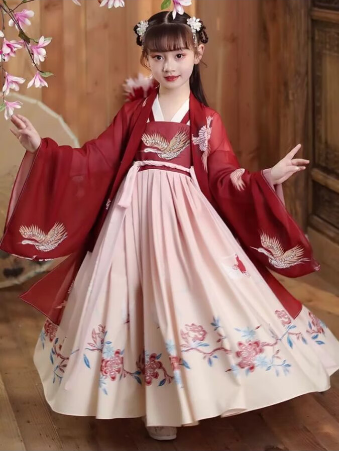 锦糖小学生汉服女古装女生10一12岁日常穿春夏儿童汉服女童中国风古装