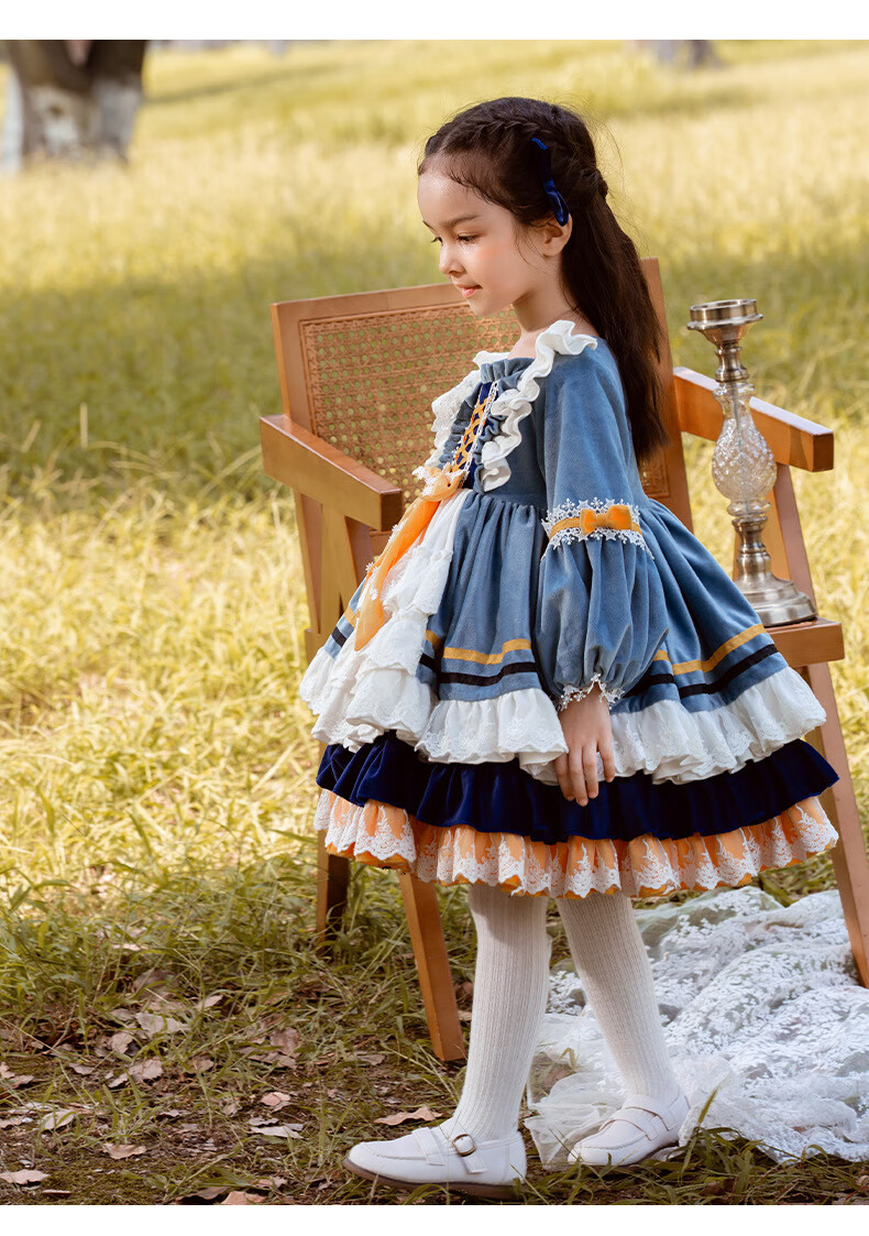 品牌童装 枝芽童装2022秋冬新款女童洛丽塔lolita裙子儿童公主裙丝绒