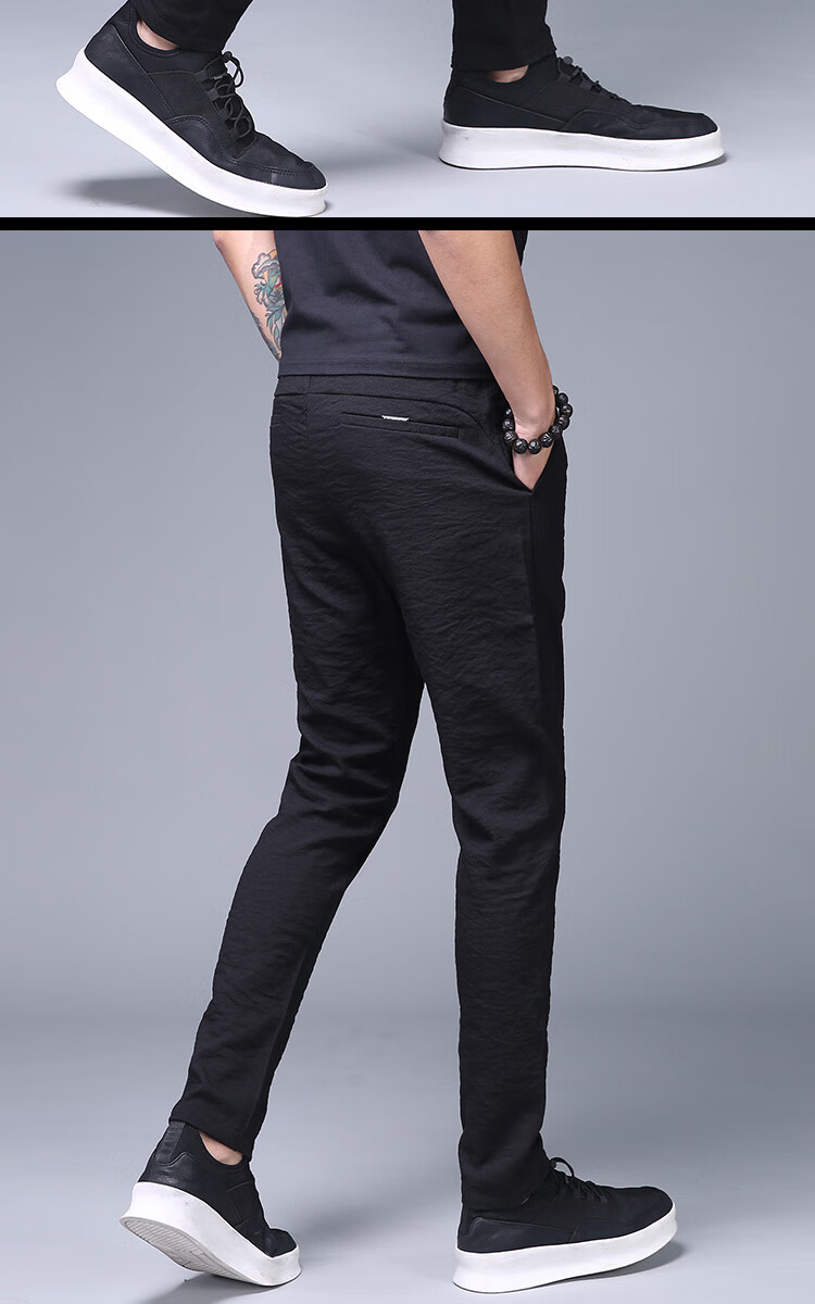 夏款超薄冰丝中年男士长裤运动休闲裤透气夏装夏裤子男裤宽松溥簿休闲