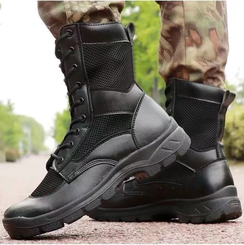 17新式作战靴高帮训练靴安检执勤靴夏季工装靴男靴子高帮执勤轻网眼