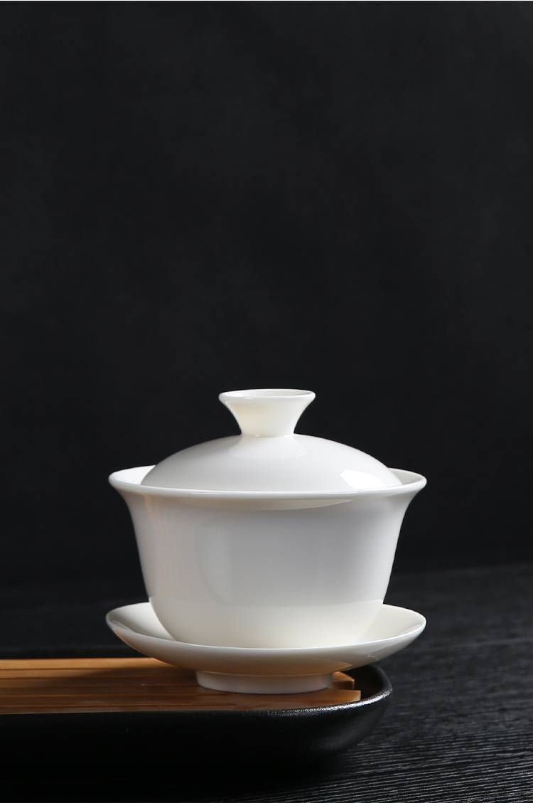 超大盖碗 白瓷大盖碗 300ml特大碗茶杯 功夫茶具大号三才碗超大容量