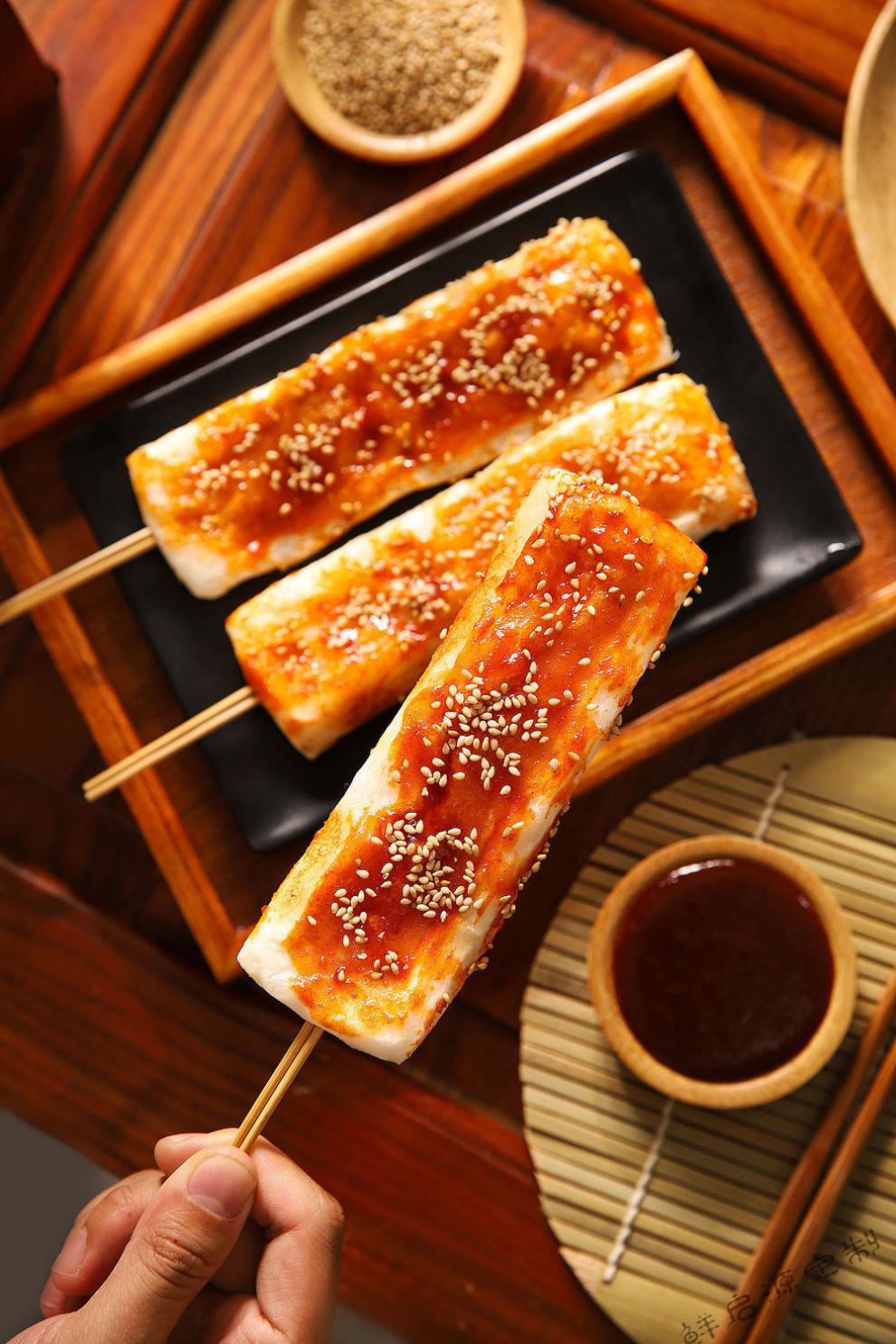 韩式网红脆皮年糕条片批发手工烧烤油煎年糕甜辣酱宁波特产 30根