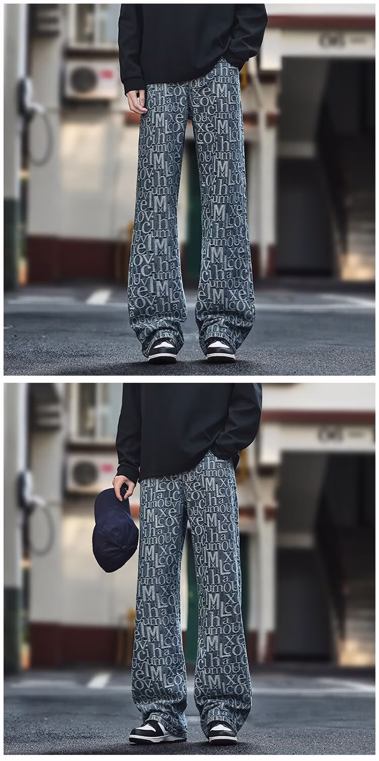 Amerikai stílusú retro férfi farmer jacquard abc mintával_voghion.com