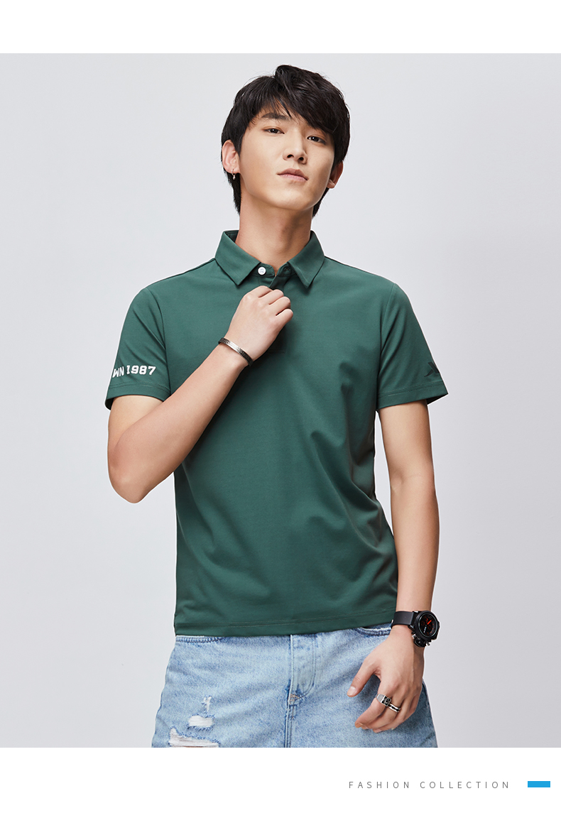 特步男装短袖polo衫男2020春季新款运动衫翻领运动服t恤dx 黑 s