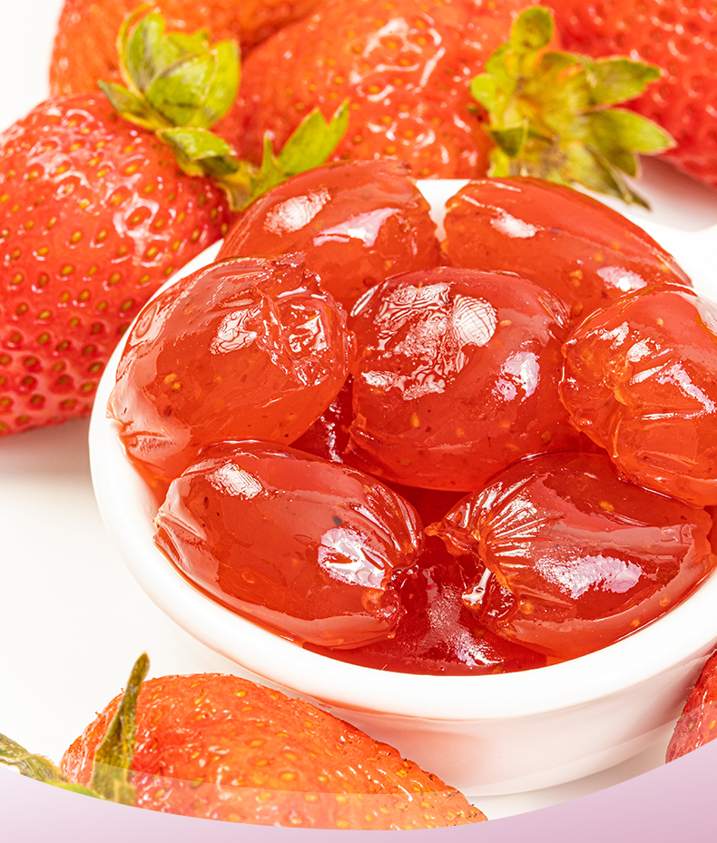 奶团爆浆果汁软糖酸甜果心水果味夹心糖橡皮qq糖休闲零食草莓软糖3袋