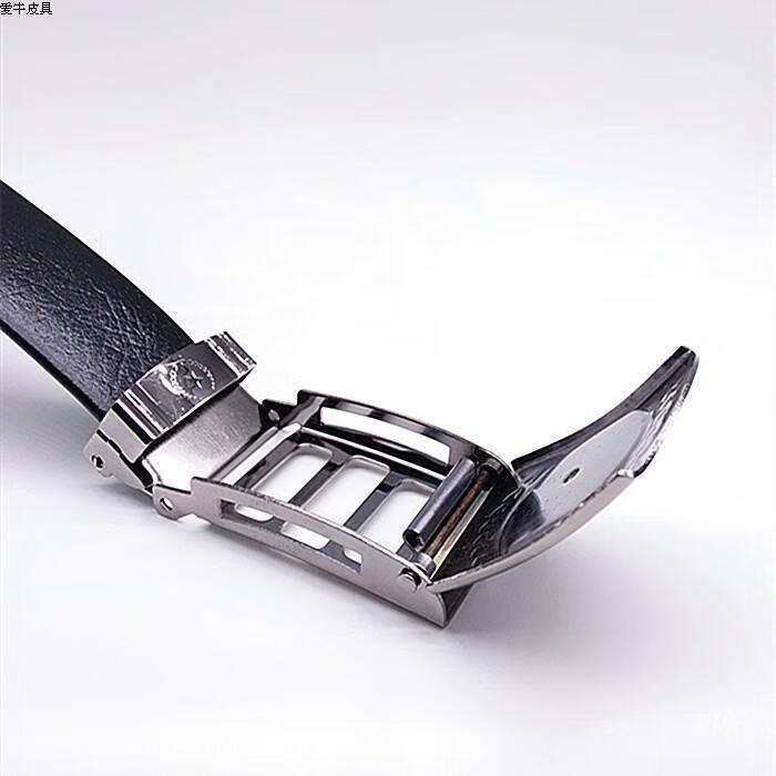 啄木鸟 男士腰带军迷按压扣头平滑扣火车上牛筋皮带无孔牙中老年裤带