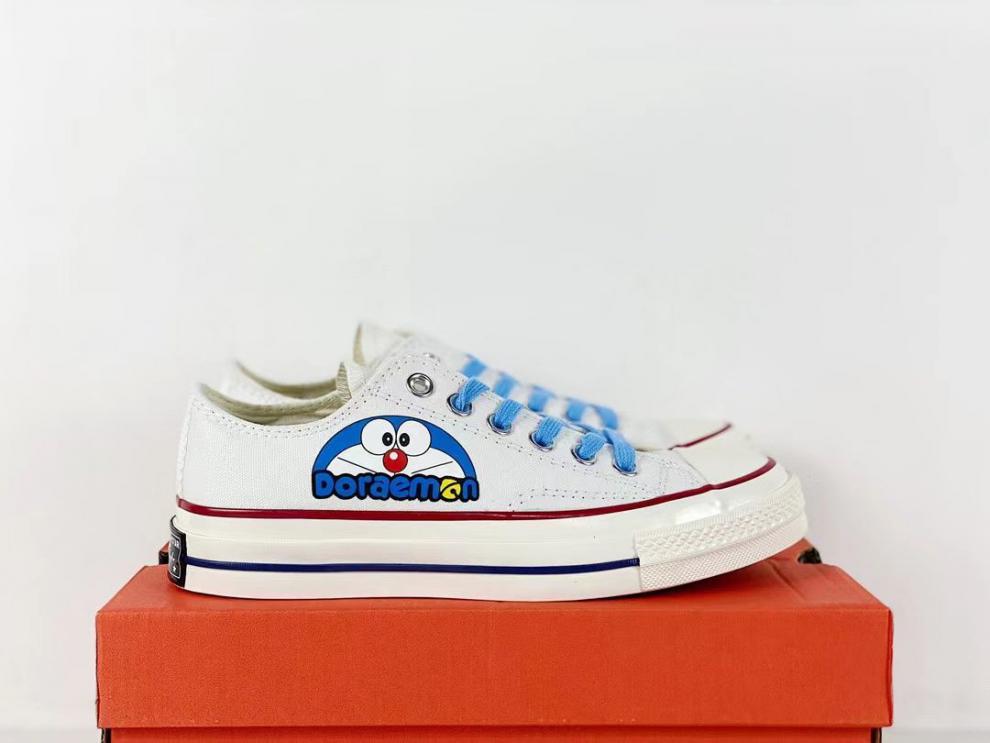 联名夏季哆啦a梦联名1970s低帮帆布鞋男女款情侣学生校园百搭小白鞋子