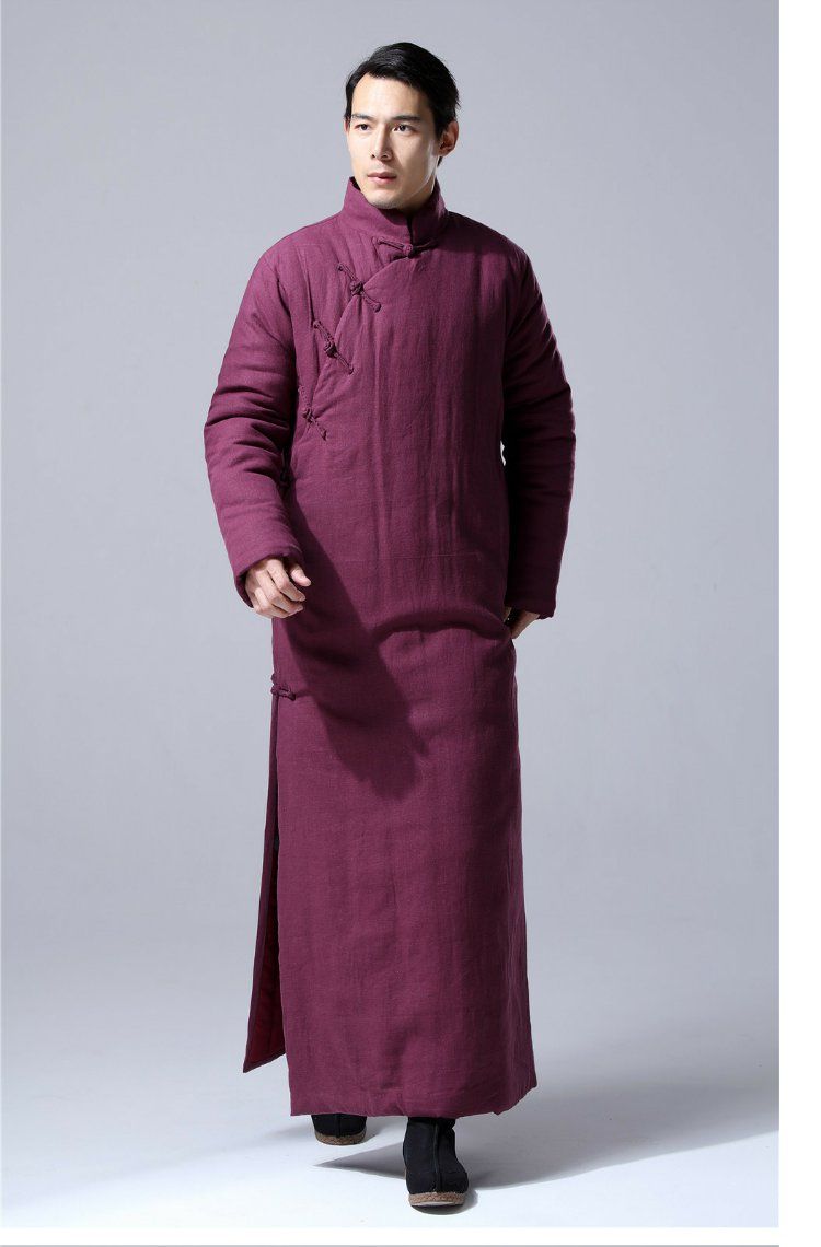恒源祥品牌中国风男装棉麻冬保暖唐装斜襟长袍马褂民国长衫中式长款