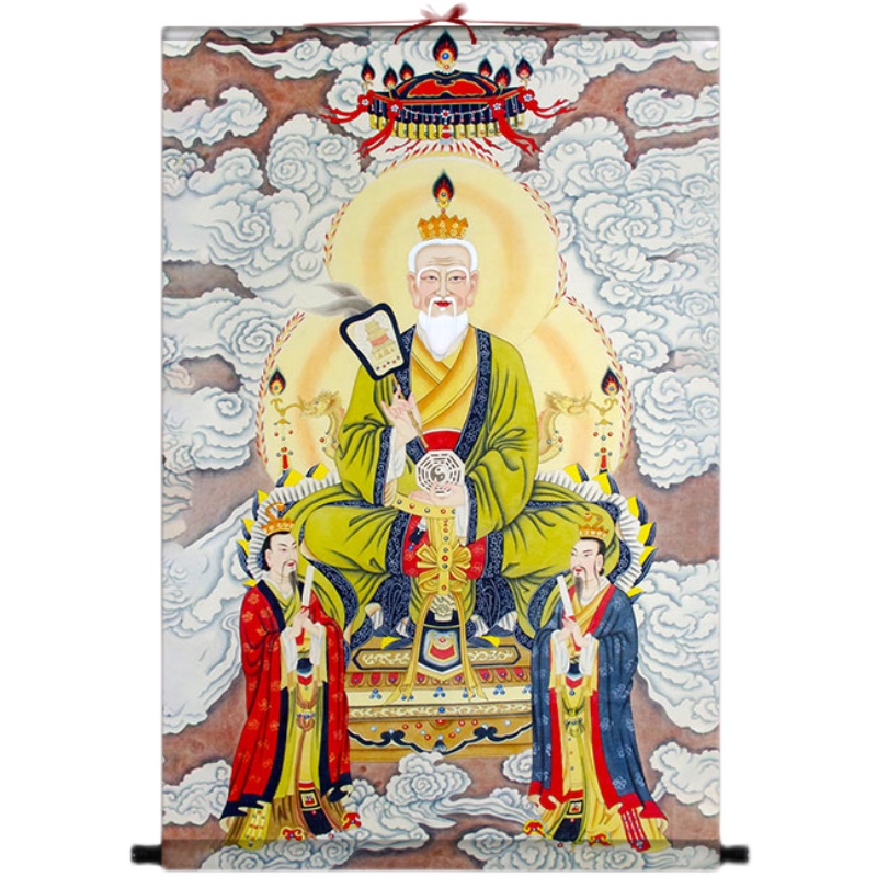 2022太上老君画像清静经挂画五岳真形图挂图太上七二绢丝卷轴画 老君