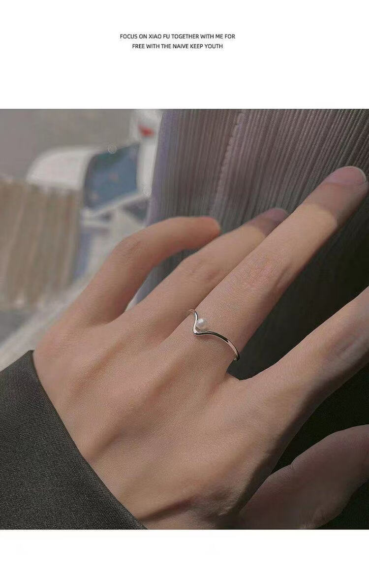 V-förmiger Perlenring Aus 925 Sterling Silber Für Damen Elegant_voghion.com