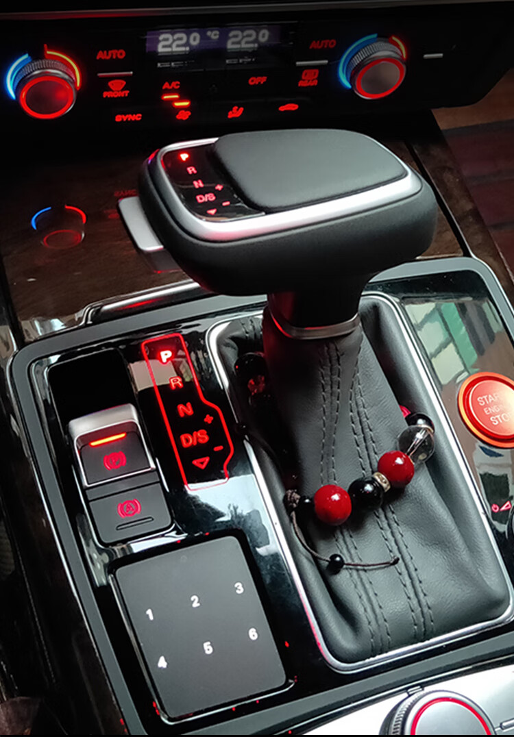 led电子专用档把档位手球档杆改装定制 奥迪不带灯按键在前面【图片