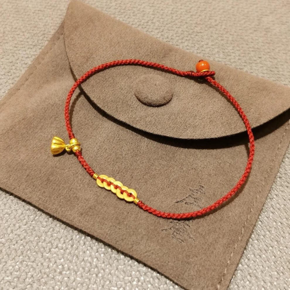 bolyplace品牌钱串莲蓬编织手绳细红绳女手链本命年脚链男七夕情人节