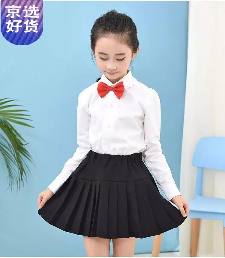 binlovehong 校服裙女童短裙卡其藏蓝色棉春秋夏季百褶裙小学生半身裙