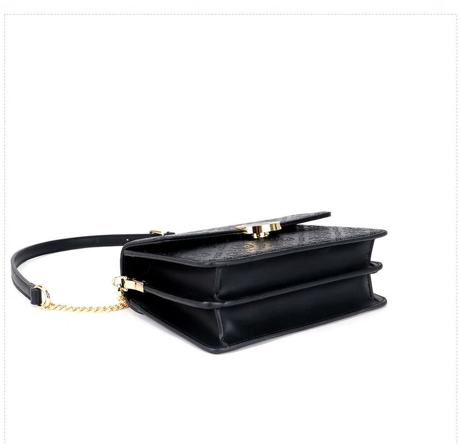 路易·卡迪米白色牛皮压花圆锁翻盖单肩女方包 路易·卡迪 louiscardy