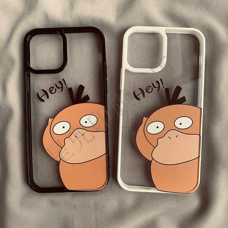 hkychey摸头呆呆可达鸭适用苹果13promax手机壳iphone11/12透明高清xs