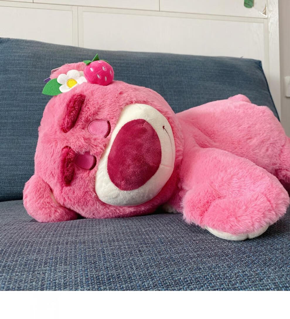 上海迪士尼(disney)草莓趴趴熊公仔抱抱桶同款熊毛绒玩具玩偶女生爱的