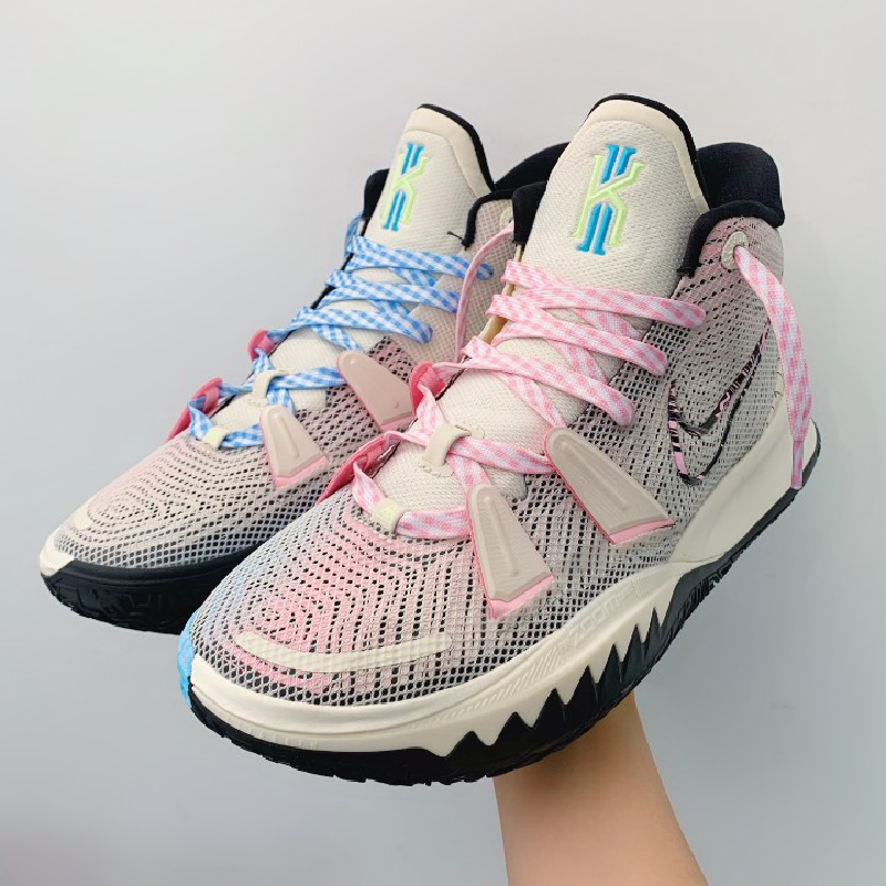 适用于欧文7鞋带适nikekyrie白蓝粉数学公式蓝粉色鸳鸯渐变复活节方格