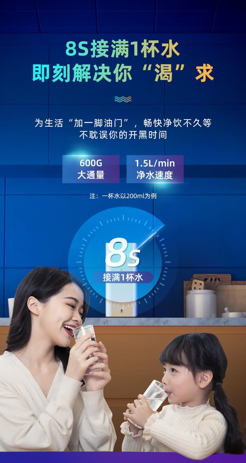 美的(midea) 华凌家用净水器直饮机大流量自来水过滤器ro反渗透过滤