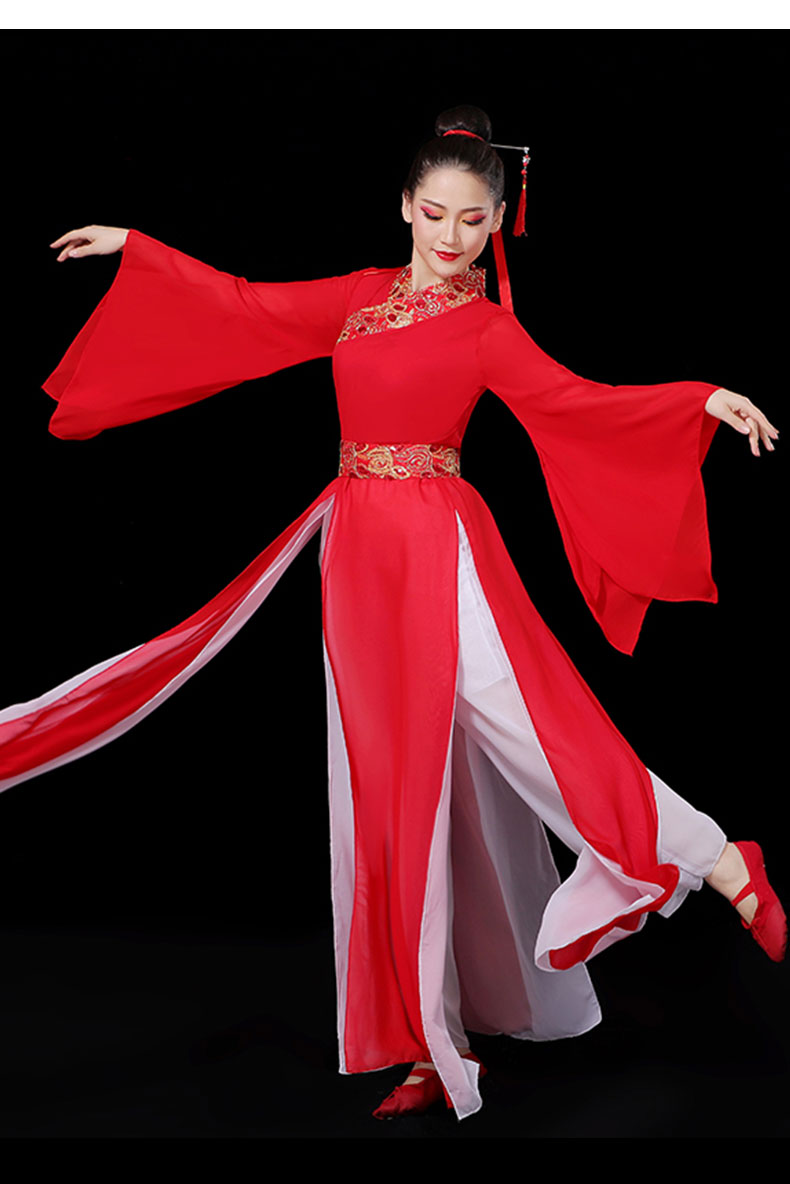 奈久留美 汉服舞蹈服古典舞广寒宫芒种古风飘逸中国风琵琶行红色万疆