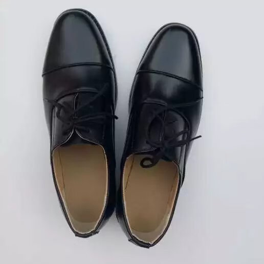 执勤皮鞋警装鞋三接头男皮鞋商务正装三尖头三角尖保安环保耐磨轻便