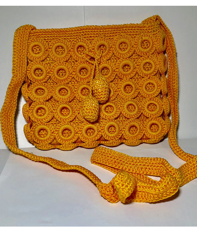 希尔库班空心线编织包【成品】手工勾圈圈包包毛线包斜跨包空心线编织