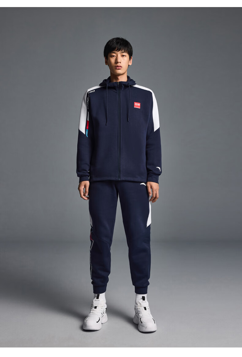 安踏(anta) 运动外套男动型科技宽松连帽开衫卫衣针织上衣跑步训练