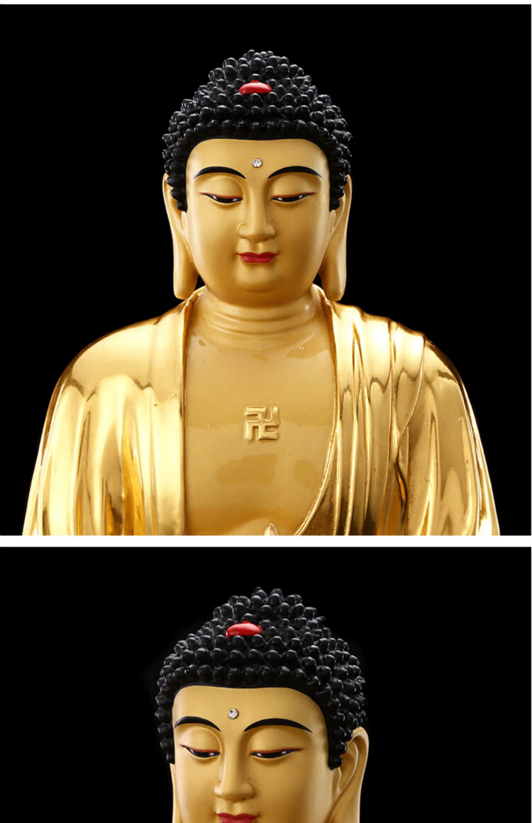 台湾纯铜手工贴金释迦牟尼佛像阿弥陀佛药师佛三宝如来家用供奉摆件