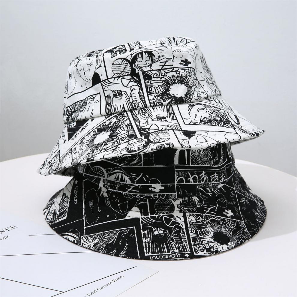 渔夫帽日系个性涂鸦帽子女时尚休闲百搭学男情侣街拍潮人盆帽潮vibr