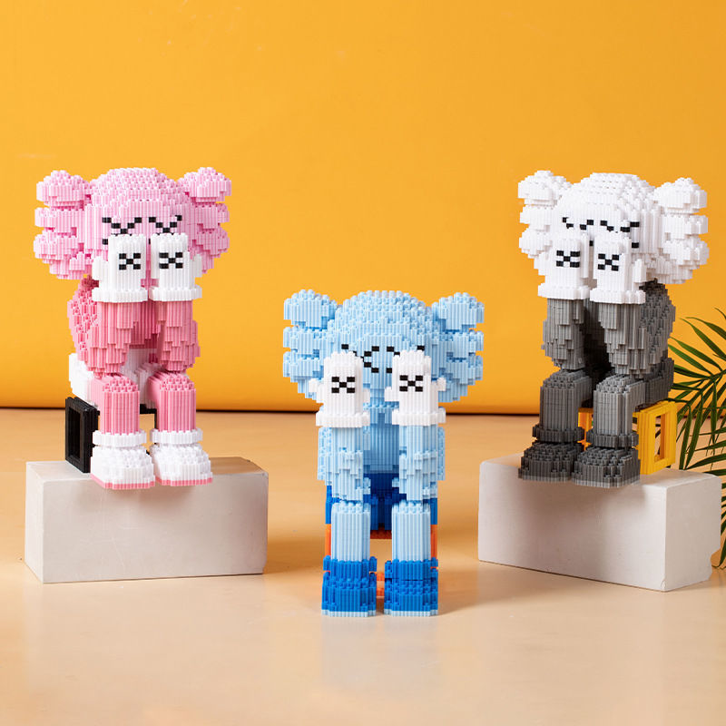 兼容积木kaws芝麻街拼装成年高难度潮牌男女孩子玩具礼物 8799黑色
