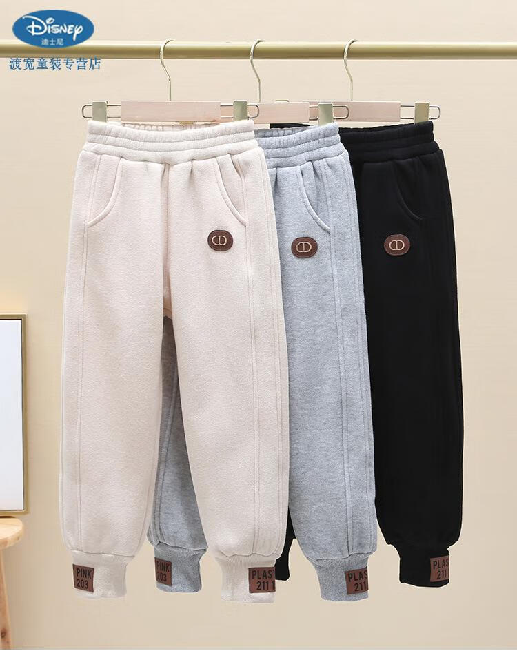 迪士尼【秋冬新品】2022新款儿童加绒厚裤子女童秋冬装休闲卫裤5-13岁