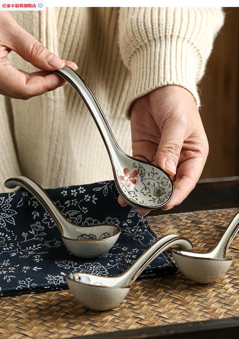 【好物推荐】弯柄长勺子日式汤匙面馆吃拉面汤勺高温陶瓷勺家用调羹