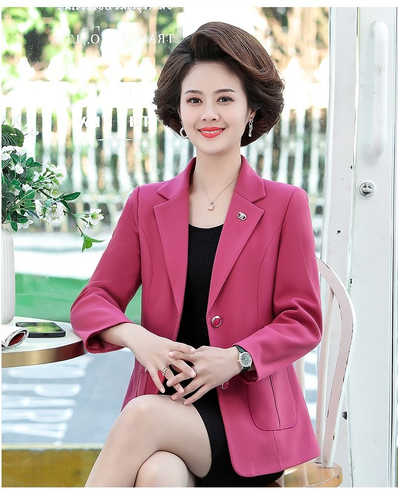 琪泡泡中老年女装外套春秋薄款洋气40岁50女士小西装短款西服中年人