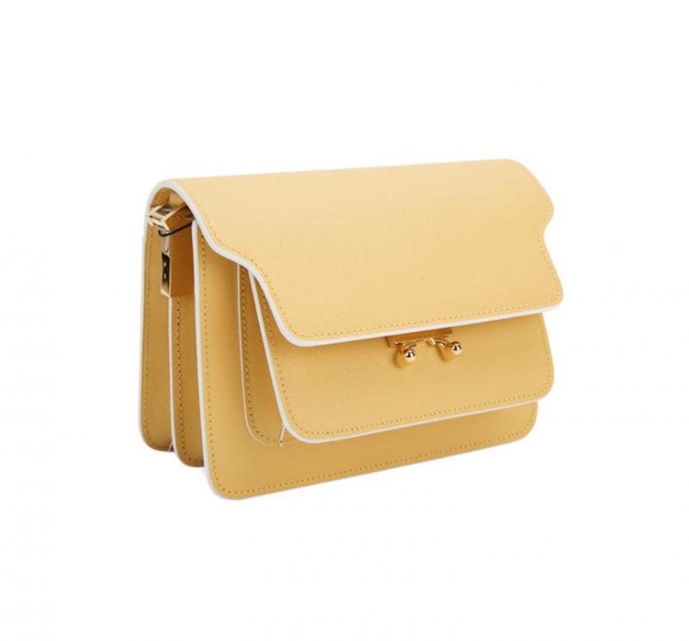 marnitrunkmini经典复古斜纹设计简约休闲女士单肩斜挎风琴包绿色