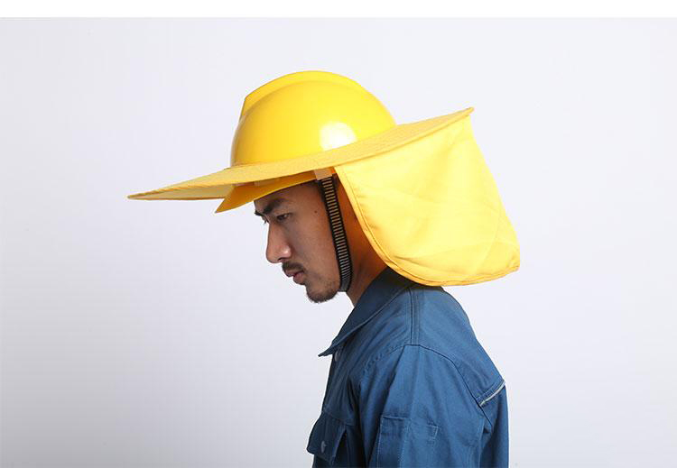 安全帽防晒套 工地工程安全帽遮阳板施工防晒透气大沿帽 白色(4根魔术