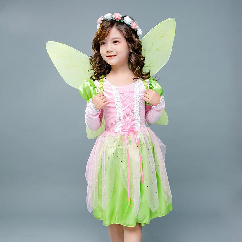 圣诞节儿童服装女童小精灵表演服花仙子公主裙演出服蝴蝶翅膀衣服六一