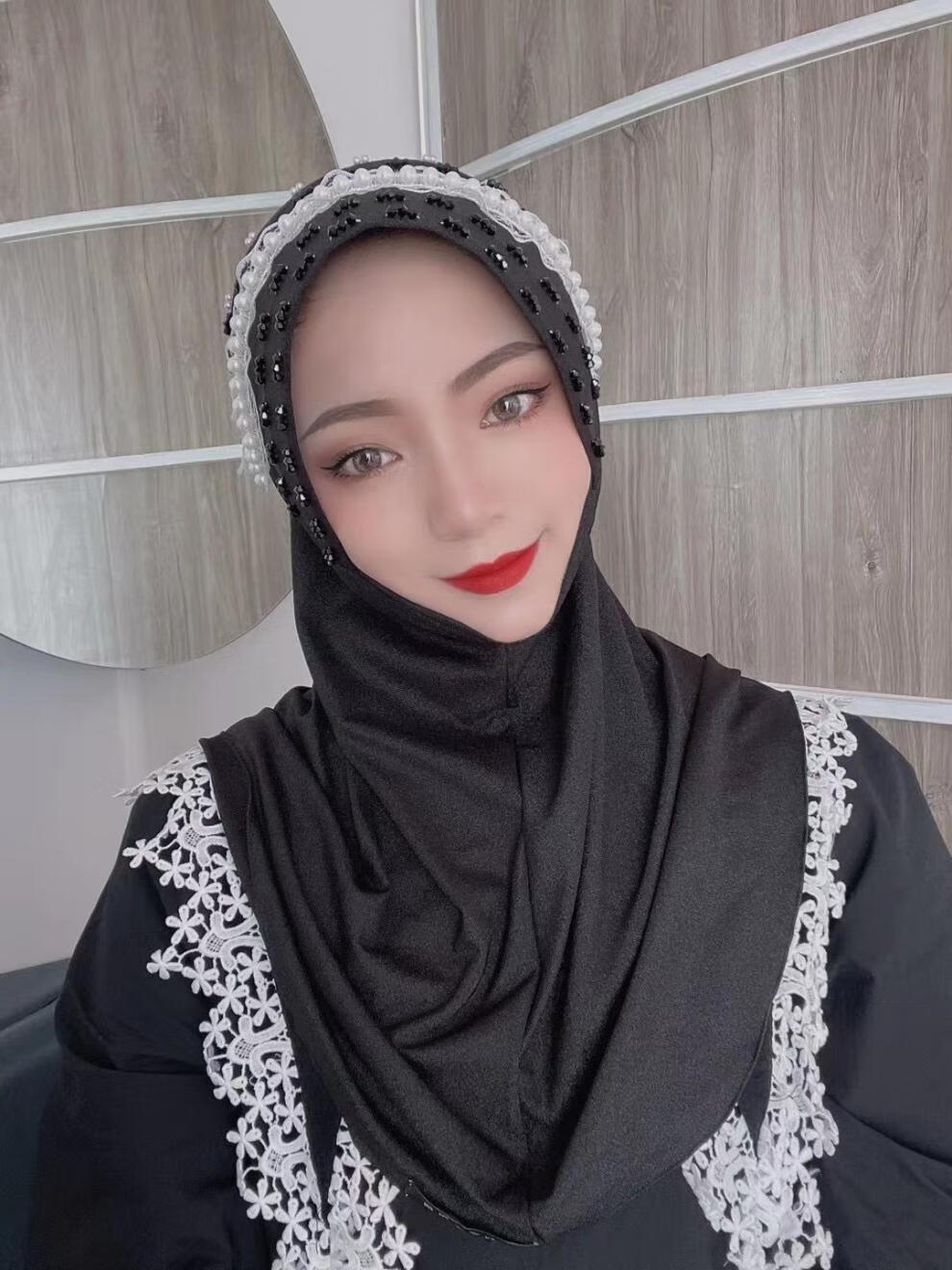 hnxc新品回族女人的套头纱巾穆丝林2021年时尚头巾套头款盖头回族硬
