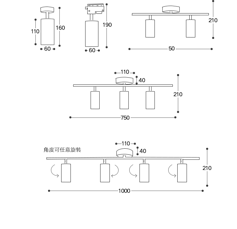 春意照明北歐明裝射燈客廳吸頂式餐廳吧檯金色cob黃銅色燈led創意軌道