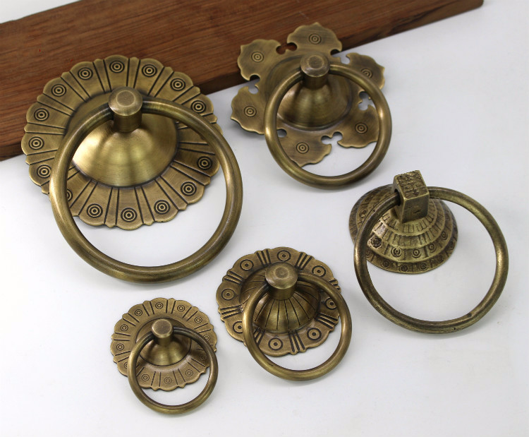 定制仿古中式纯铜圆环门环古铜大门拉手拉环复古铜把手门环装饰铜配件