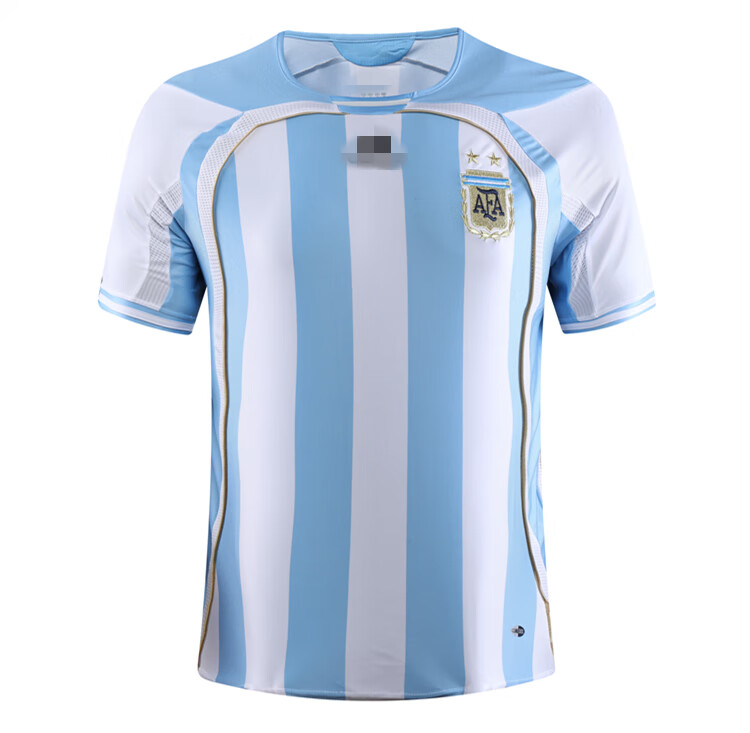 2006阿根廷主场蓝白客场宝蓝经典复古短袖球衣休闲足球服 蓝白 s