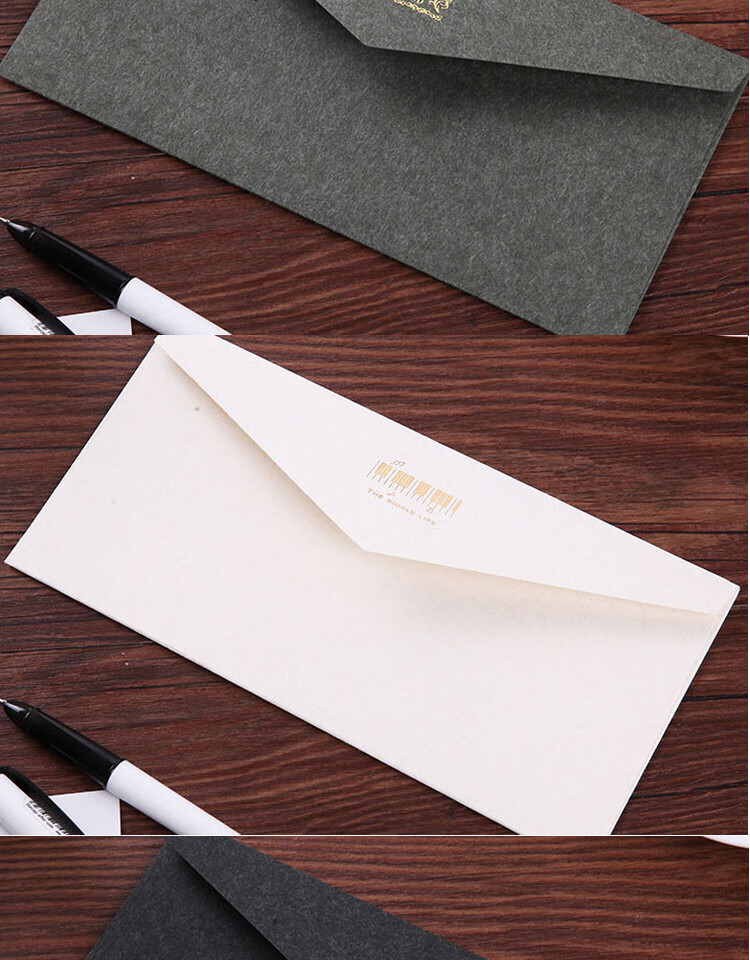 复古彩色烫金西式信封 200克加厚商务邀请函装饰空白信封 加厚米白(钢