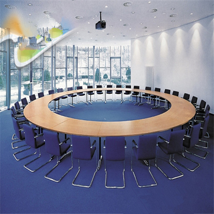 2019新款家具新款圆形会议桌椅板式办公桌大型会议桌简约现代拼接培训