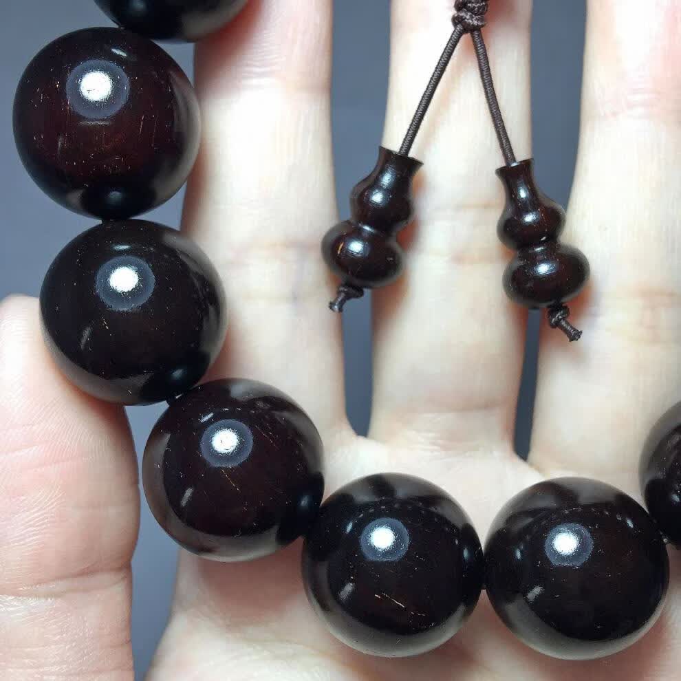 泽艺缘 印度小叶紫檀18mm金星男士佛珠手串包浆老料 18mm*13颗微带星